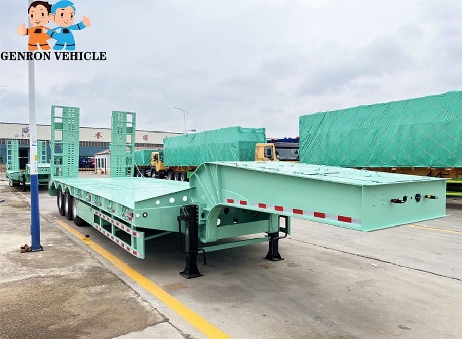 Green GENRON low bed trailer from the front quarter