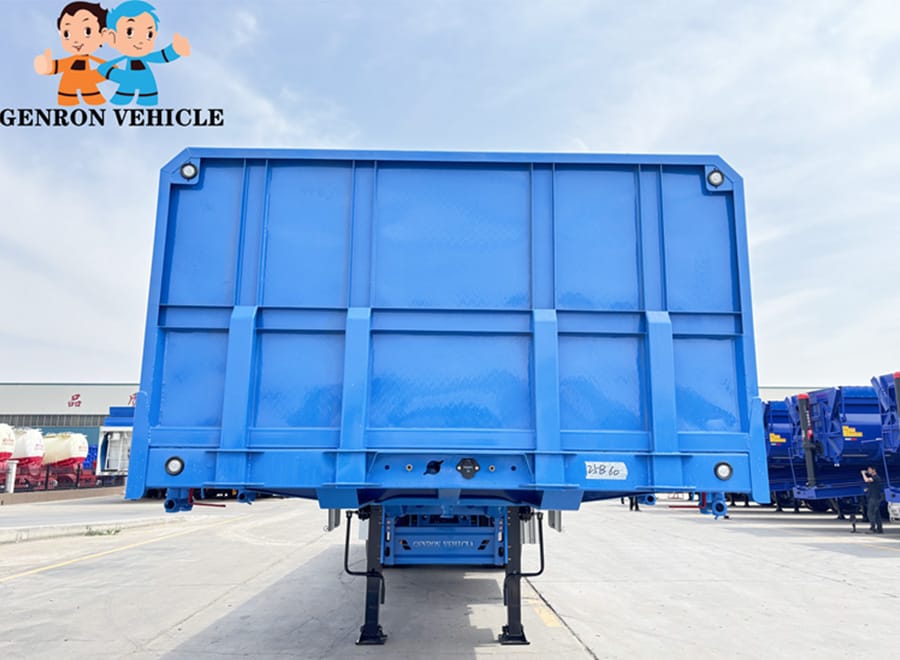 Front face and reinforcing members of a blue flatbed headboard