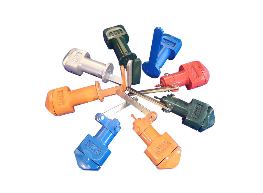 Several colored container twist locks