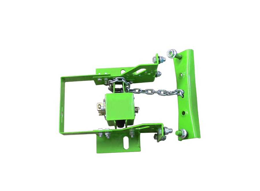 Green spare tire carrier with mounting hardware and chain